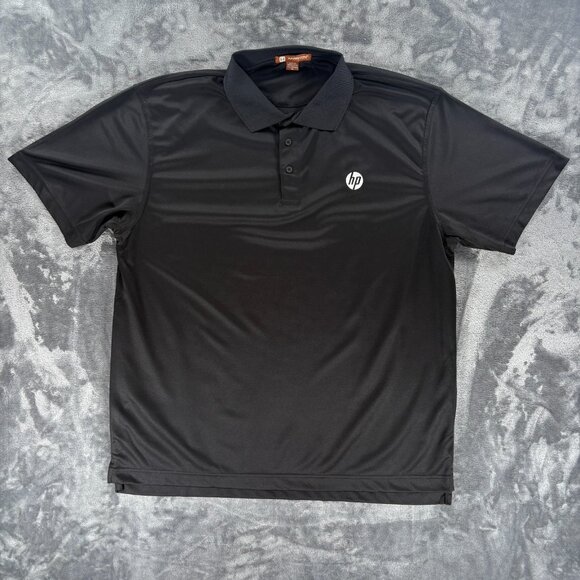 Harriton HP Polo Shirt Men XL Employee Business Tech Logo Work Uniform Golf - Picture 1 of 7